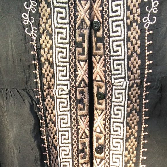 Johnny Was Dress Duster Cover up black embroidered - Picture 8 of 12